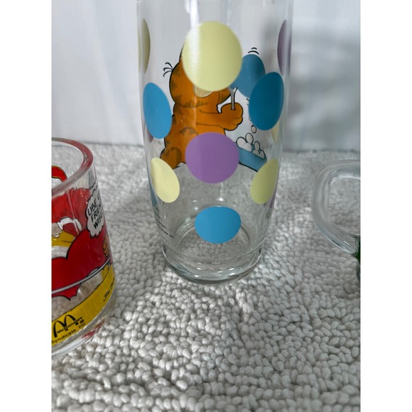 Vintage Garfield Glass Collection Set of 3 Jim Davis Cartoon Mugs Glasses - Picture 12 of 16